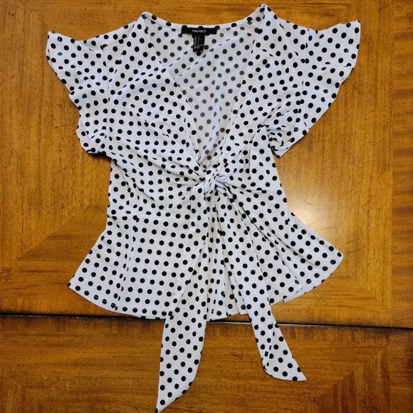 Forever 21 Tops - Forever 21 Black and White Polka Dot Blouse